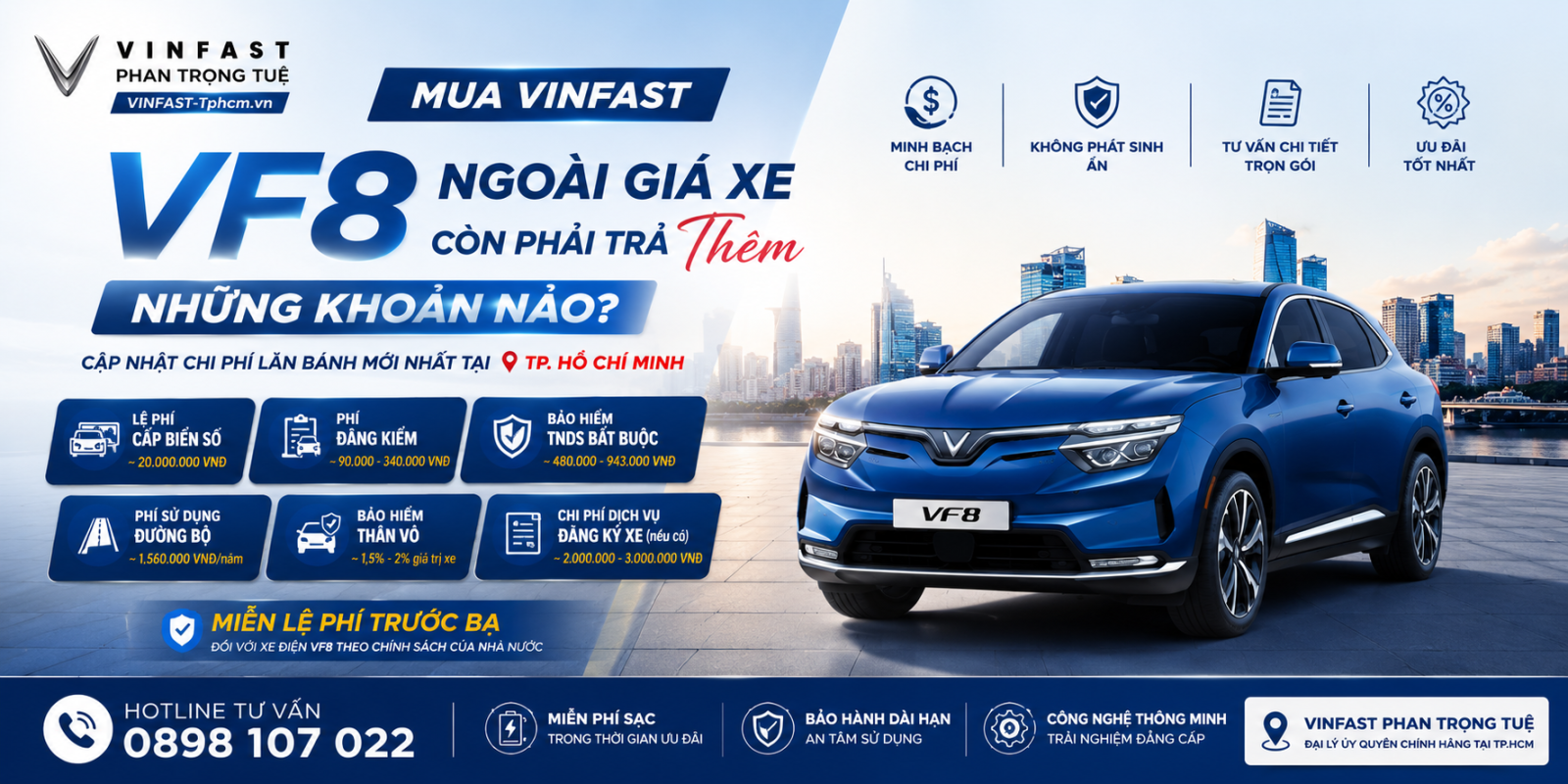 Mua VinFast VF 8 Tại TP.HCM: Ngoài Giá Xe Còn Phải Trả Những Khoản Nào?