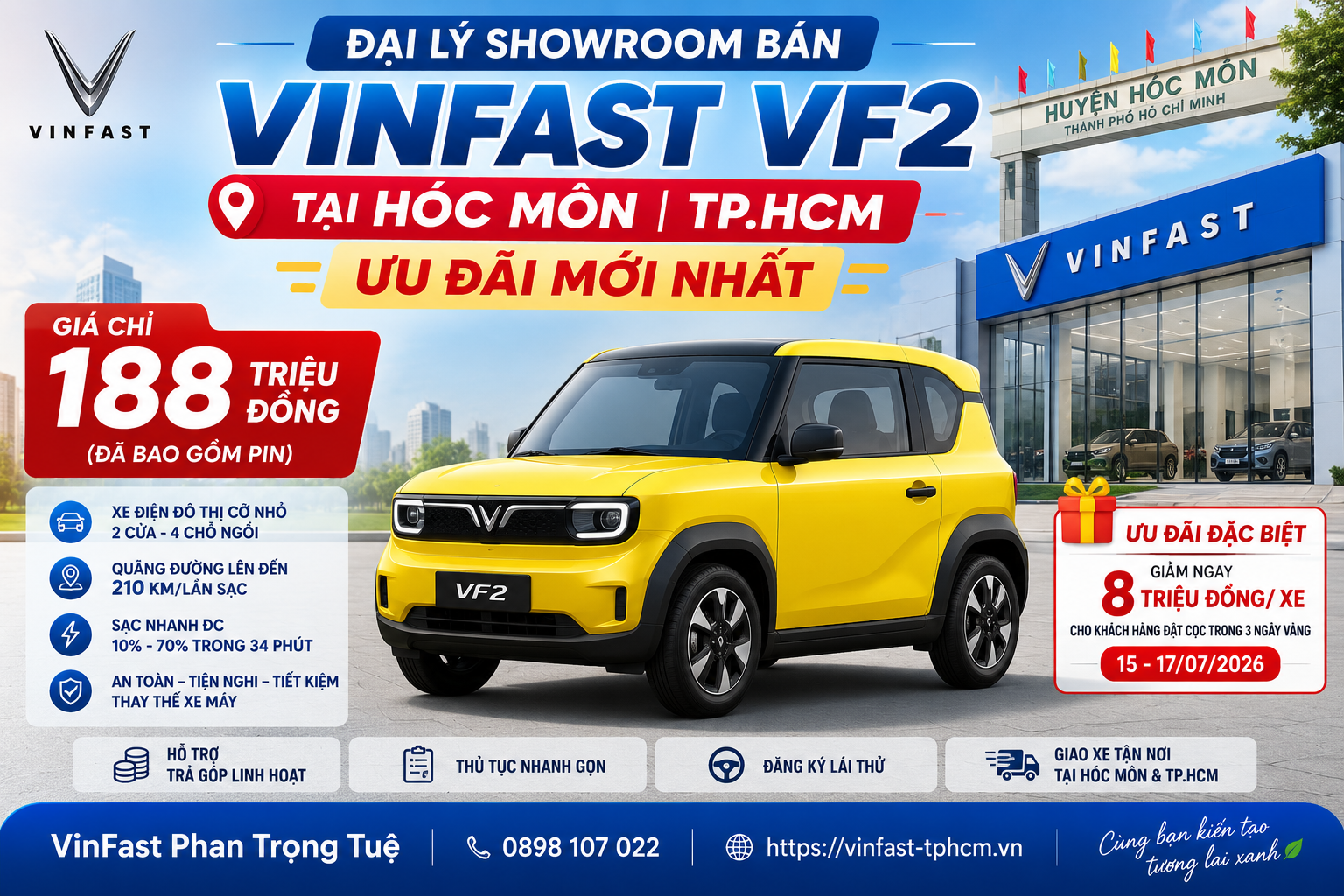 Đại Lý Showroom Bán VinFast VF2 Tại Hóc Môn | Giá Ưu Đãi Mới Nhất